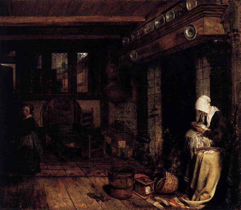 Esaias Boursse Dutch Interior with Woman Sewing oil painting picture